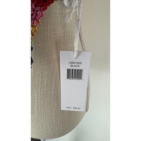 Black Metallic Rainbow Ribbed Knit Scarf New - Picture 4 of 6